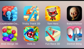 Count Masters,Tom Hero,Baby in Yellow,Hole.io,Fun Race 3D,Dentist Bling,Blob Merge 3D,Tricky Track