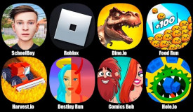 SchoolBoy Runaway,Roblox,Dino io,Food Run,Harvest io,Destiny Run,Comics Bob,Hole io