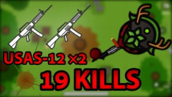 19 KILLS + DOUBLE USAS-12 IN THE WOODS MODE !!!| SURVIV.IO