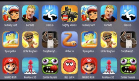 Subway Surf,Fortnite,Hole.io,Mighty Micros,SpongeRun,Little Singham,CrazyBrannyChapter,Slither.io