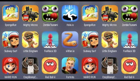 SpongeRun,Mighty Micros,Zombie Tsunami,Hole.io,Subway Surf,Little Singham,FunRace 3D,Slither.io