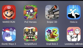 Mario Run,PVZ Heroes,Sniper 3D,Hole.io,Dumb Ways 2,Temple Run 2,Snail Bob 2