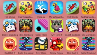 Hill Climb, Fast Tempo Soccer, Hole.io, Merge Tower Bots, Boost Buddies, Idle Zombies, Color Hole