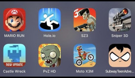 Mario Run,Hole.io,SZ 3,Sniper 3D,Castle Wreck,PVZ HD,Motor X3M,Subway Teen Run