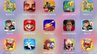Ice Scream,Hello Neighbor,Ben 10,Scary Teacher 3D,Hole.io,Tank Stars,Mighty Micros,Mario Run,Water 2