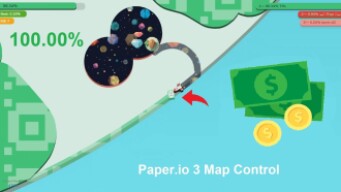 Paper.io 3 Map Control: 100.00% [Money]