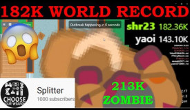 Braains.io - WORLD RECORD 182K + 213K ZOMBIE + 1000 Subscriber Special!!! (ft. yaoi) | Splitter