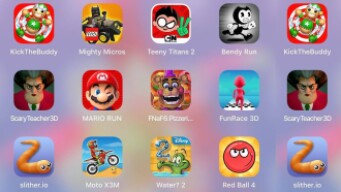 TeenyTitans,FunRace3D,RedBall4,MotoX3M,Slither,Bendy,ScaryTeacher3D,Mighty Micros,Mario,FNaF6,Water2