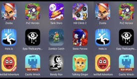Zooba,PVZ Heroes,Tank Star,Hill Climb 2,Hole.io,Eyes Horror,Zombie Catcher,Sonic Forces