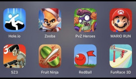 Hole.io,Zooba,PVZ Heroes,Mario Run,SZ 3,Fruit Ninja,Red Ball,Fun Race 3D
