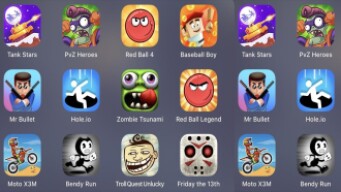 Tank Star,PVZ Heroes,Red Ball 4,Baseball Boy,Mr Bullet,Hole.io,Zombie Tsunami