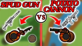 POTATO CANNON VS SPUD GUN IN SOLO SQUADS ! | SURVIV.IO