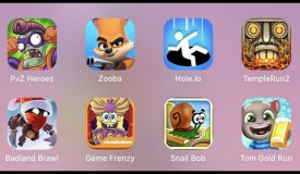 PVZ Heroes,Zooba,Hole.io,Temple Run 2,Badland Brawl,Game Frenzy,Snail Bob