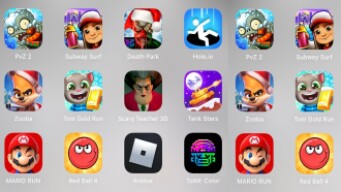 PvZ 2,Subway Surf,Death Park,Hole.io,Zooba,Tom Gold Run,Scary Teacher 3D,Tank Stars,Mario Run