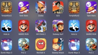 Temple Run 2,Tank Star,Zooba,SZ 3,Hole.io,Mario Run,Hill Climb 2,Subway Surfer