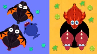 MOPE.IO || BLUE WHALE KILLED BLACK DRAGON IN OCEAN || LAND MONSTER EATS T-REX