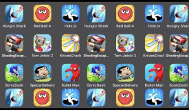Hungry Shark,Hole.io,Tom Jetski 2,Bullet Man,Rell Ball 4,Special Delivery,Sonic Dash,Knies Crash,