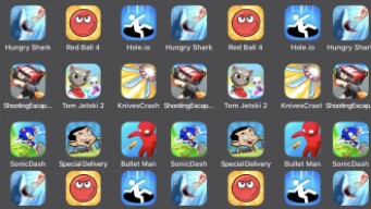 Hungry Shark,Hole.io,Tom Jetski 2,Bullet Man,Rell Ball 4,Special Delivery,Sonic Dash,Knies Crash,