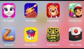My Talking Angela,Tank Stars,Despicable,Subway Surf,Slither.io,House Paint,Temple Run 2,Helix Jump