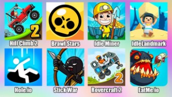 Brawl Stars Hole io Stick War Legacy Hill Climb 2 Rovercraft Idle Miner IdleLandmark Tycoon