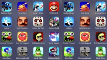 Badland Brawl,Tank Star,Hungry Shark,Mario Run,Hole.io,Hello Neighbor,Friday The 13th