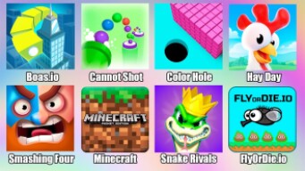 Minecraft,FlyOrDie io,Hay Day,Color Hole 3D,Boas io,Snake Rivals,Smashing Four,Cannot Shot