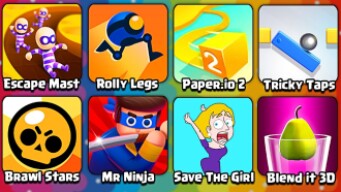 Escape Masters, Rolly Legs, Brawl Stars, Mr Ninja, Paper.io 2, Tricky Traps, Blend it 3D, Ipad Games