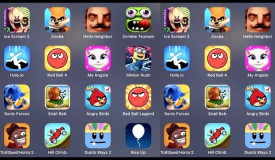 Ice Scream 3,Zooba,Hello Neighbor,Zombies Tsunami,Hole.io,Red Ball 4,My Angela