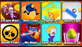 Escape Masters, Rolly Legs, Brawl Stars, Mr Ninja, Paper.io 2, Tricky Traps, Blend it 3D, Ipad Games