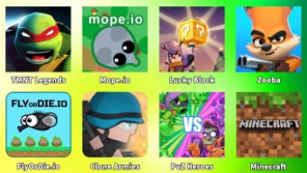 Minecraft,Clone Armies,FlyOrDie io,Zooba,Lucky Block,Mope io,TMNT Legends,PvZ Heroes