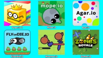 Flyordie.io,Agar.io,Mope.io,Paper.io 2,Zombs.io,Moomoo.io