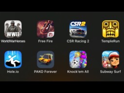 World War Heroes, Free Fire, CSR Racing 2, Temple Run, Hole.io, Knock'em All, Subway Surf