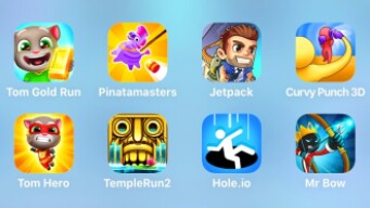 Tom Gold Run, Pinatamasters, Jetpack, Curvy Punch 3D, Tom Hero, Temple Run 2, Hole.io, Mr Bow