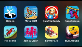 Hole.io, Moto X3M, Kick The Buddy, Rope Rescue, Hill Climb, Join & Clash, Farmers.io, Run Around