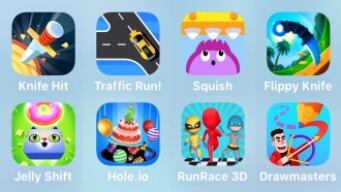 Knife Hit, Traffic Run, Squish, Flippy Knife, Jelly Shift, Hole.io, Run Race 3D, Drawmasters