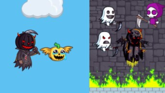 DEMONIC PUMPKIN KILLS PUMPKIN // ANGRY GHOSTLY REAPER KILLS BOSS in EvoWorld