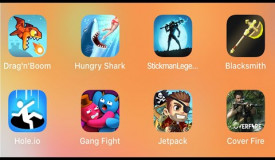 Drag'n'Boom,Hungry Shark,StickmanLege...,Blacksmith,Hole.io,Gang Fight,Jetpack,Cover Fire