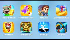 Tom Gold Run, Pinatamasters, Jetpack, Curvy Punch 3D, Tom Hero, Temple Run 2, Hole.io, Mr Bow