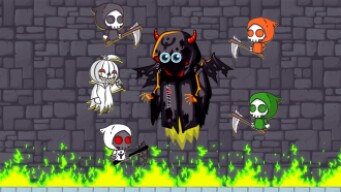 PHANTOM PUMPKIN GHOST AND 4 GRIM REAPER VS BOSS GAME PLAY in EvoWorld