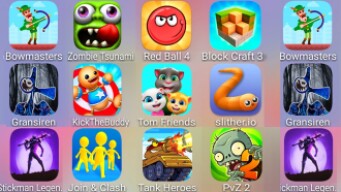 Bowmasters,GranSiren,Stickman Legend,Join & Clash,Tank Heroes,Slither.io,Tom Friends,Kick The Buddy