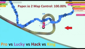 Pro vs Lucky vs Hack vs King - Paper.io 2 Map Control: 100.00%