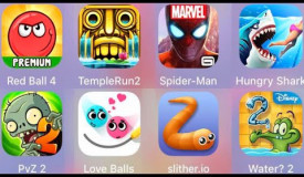 Hungry Shark,Slither.io,Love Balls,PvZ2,Red Ball 4,Temple Run 2,Spiderman Unlimited,Where My Water 2