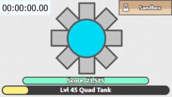 Levelling in Diep.io Sandbox With Shapes Only. (Level 45 Speedrun)